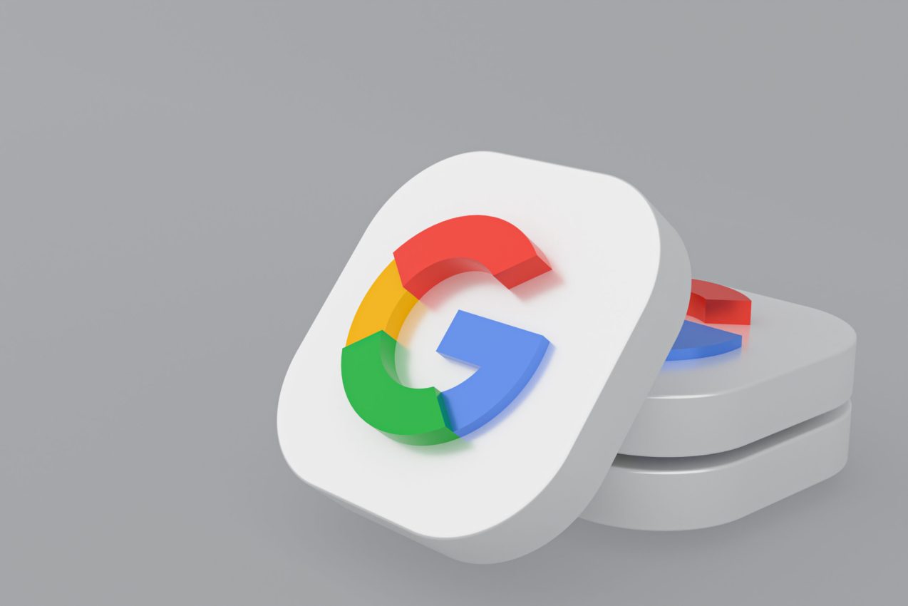 Google application logo 3d rendering on gray background