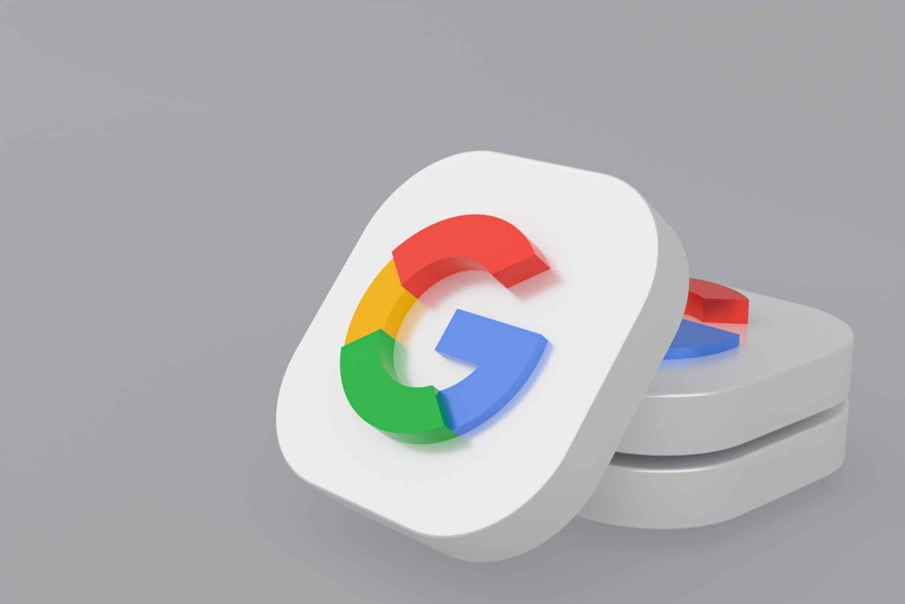 Google application logo 3d rendering on gray background